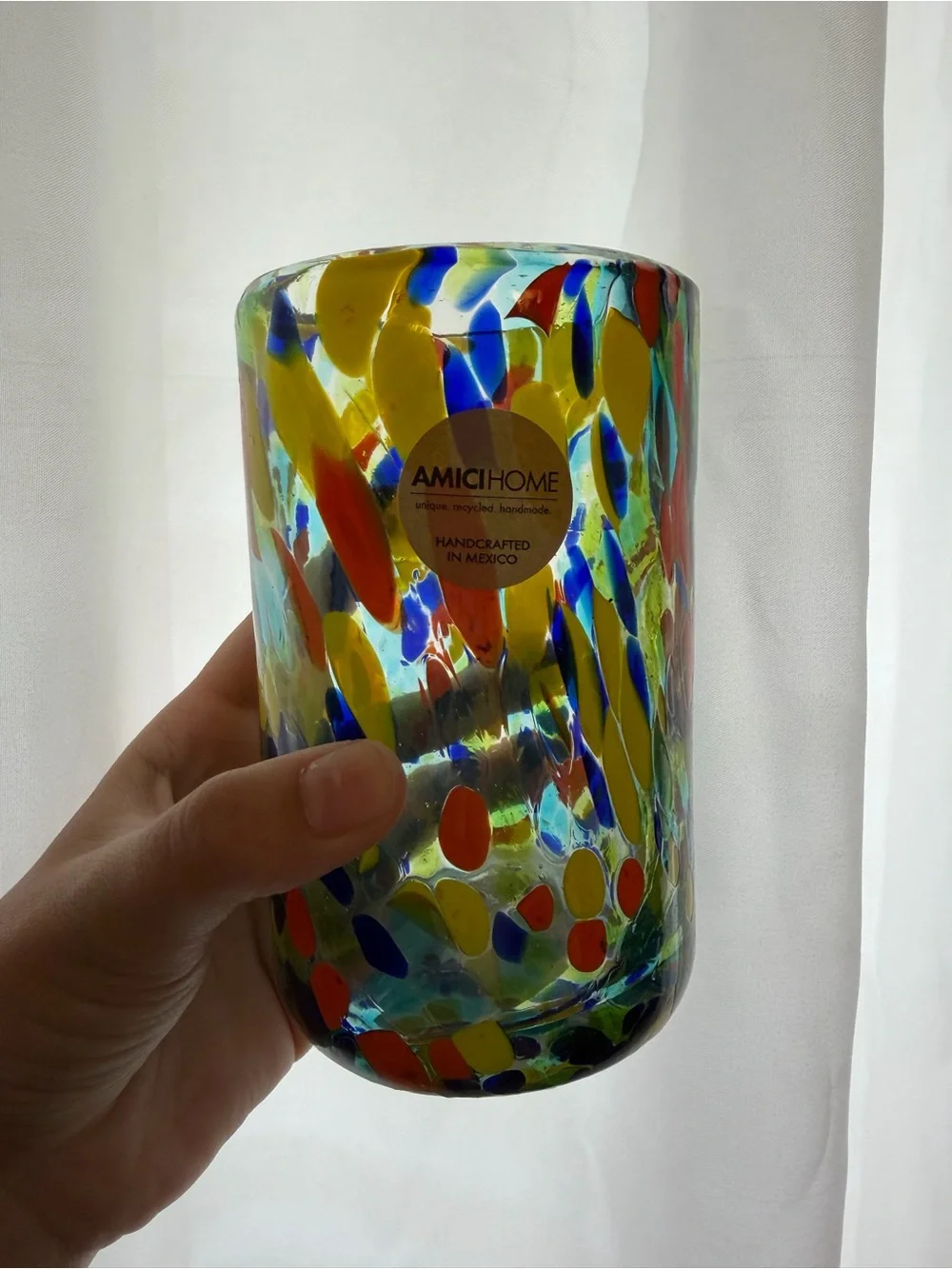 Amici Home Handmade Mexican Confetti Glass Pitcher & 4 Tumblers Set